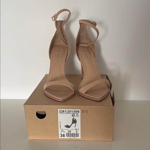 Zara Elegant Nude Ankle Strap Heels size 7.5 (EU 38) - Picture 1 of 4